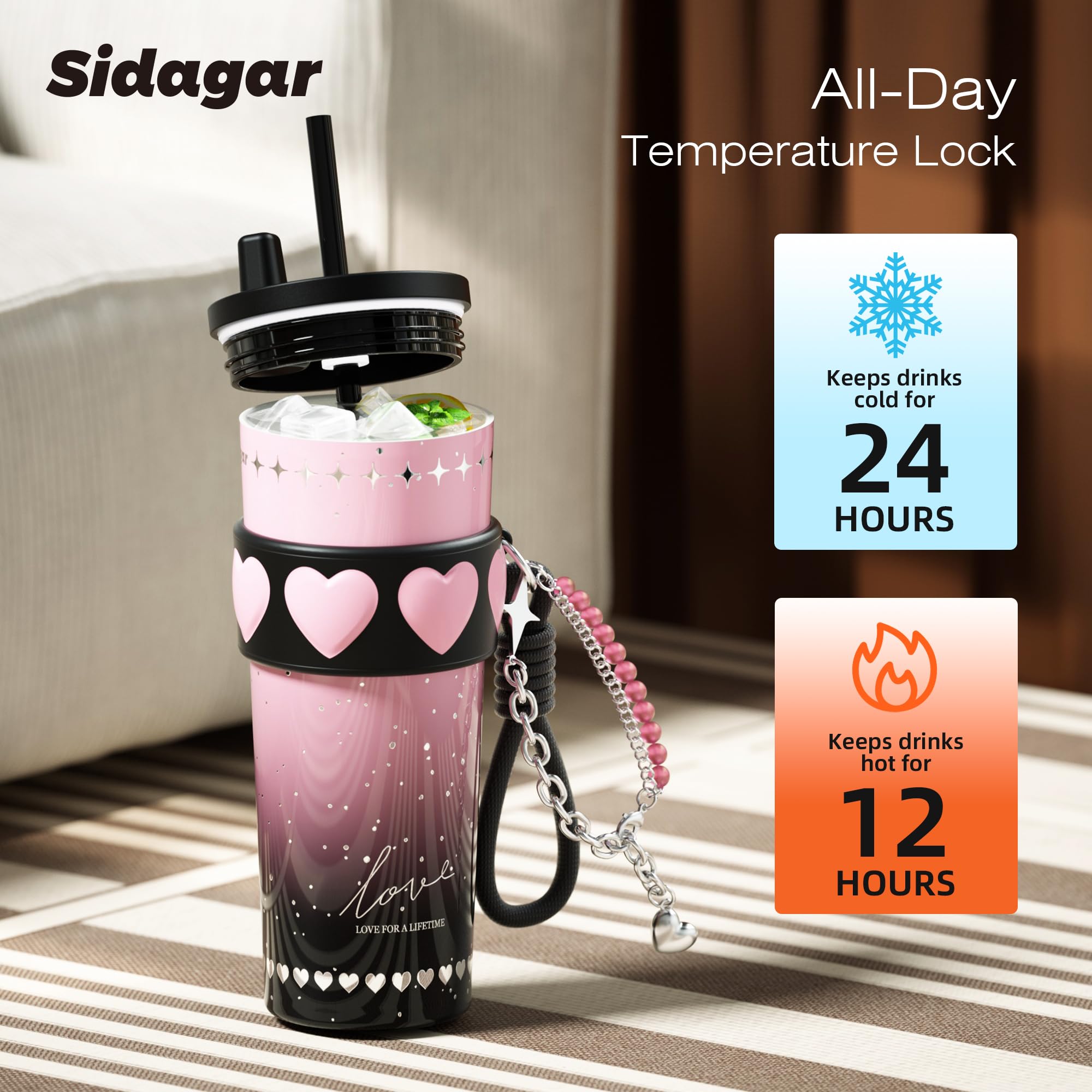 Sidagar 24oz tumbler interior electro-polizado evita transferencias de sabores.