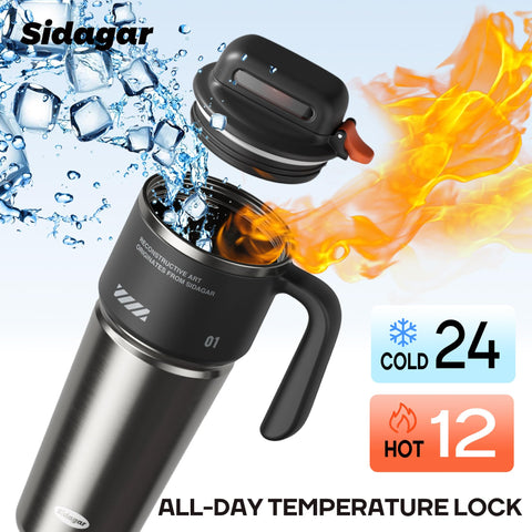 Sidagar Tumbler 32oz con aislamiento de vacío para frío 24h y calor 12h
