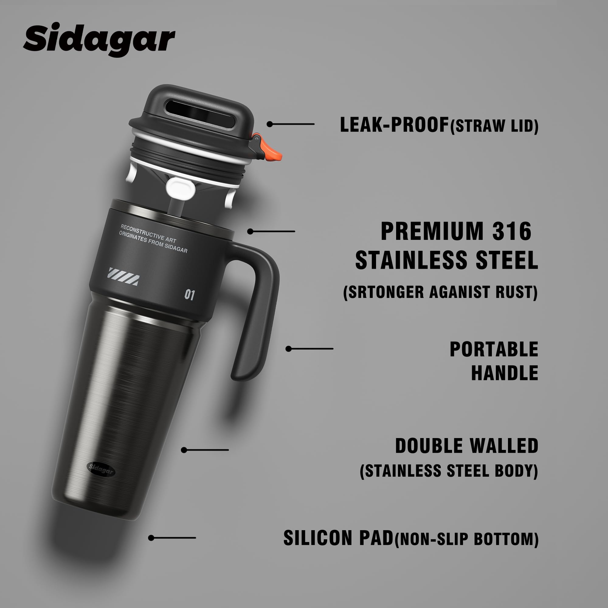 Sidagar Tumbler 32oz compatible con portavasos, ideal para coche