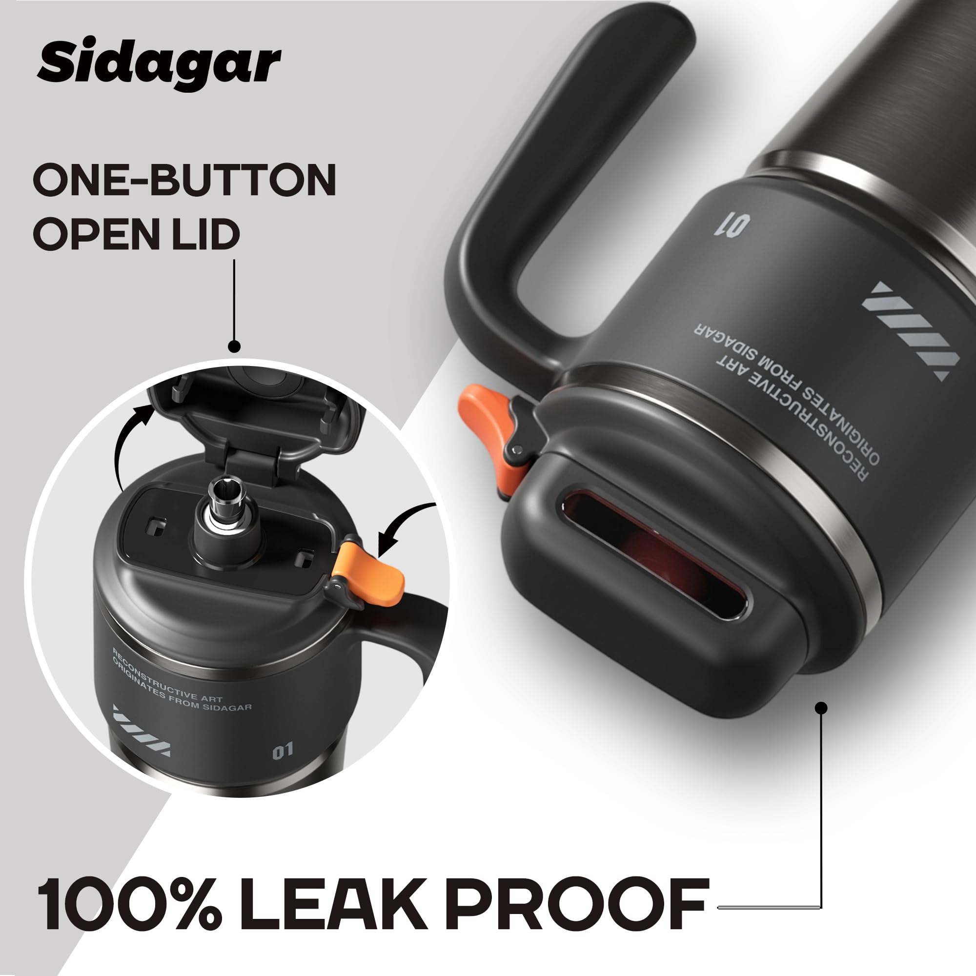 Sidagar Tumbler 32oz con tapa y botón para abrir con un dedo