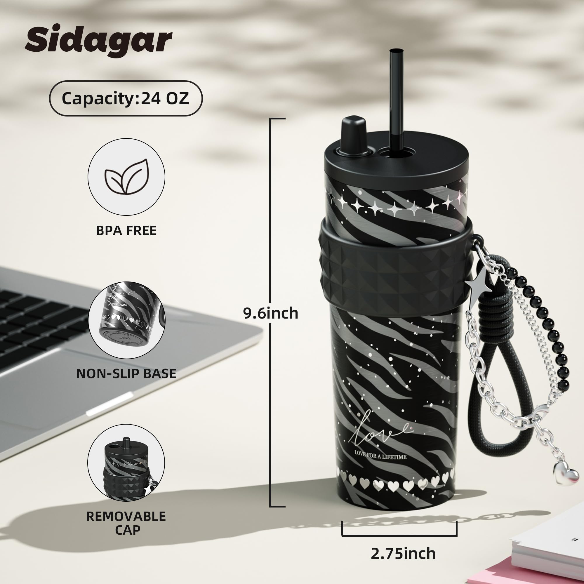 Sidagar Vaso Termico 24 oz doble aislamiento mantiene bebidas frías por horas