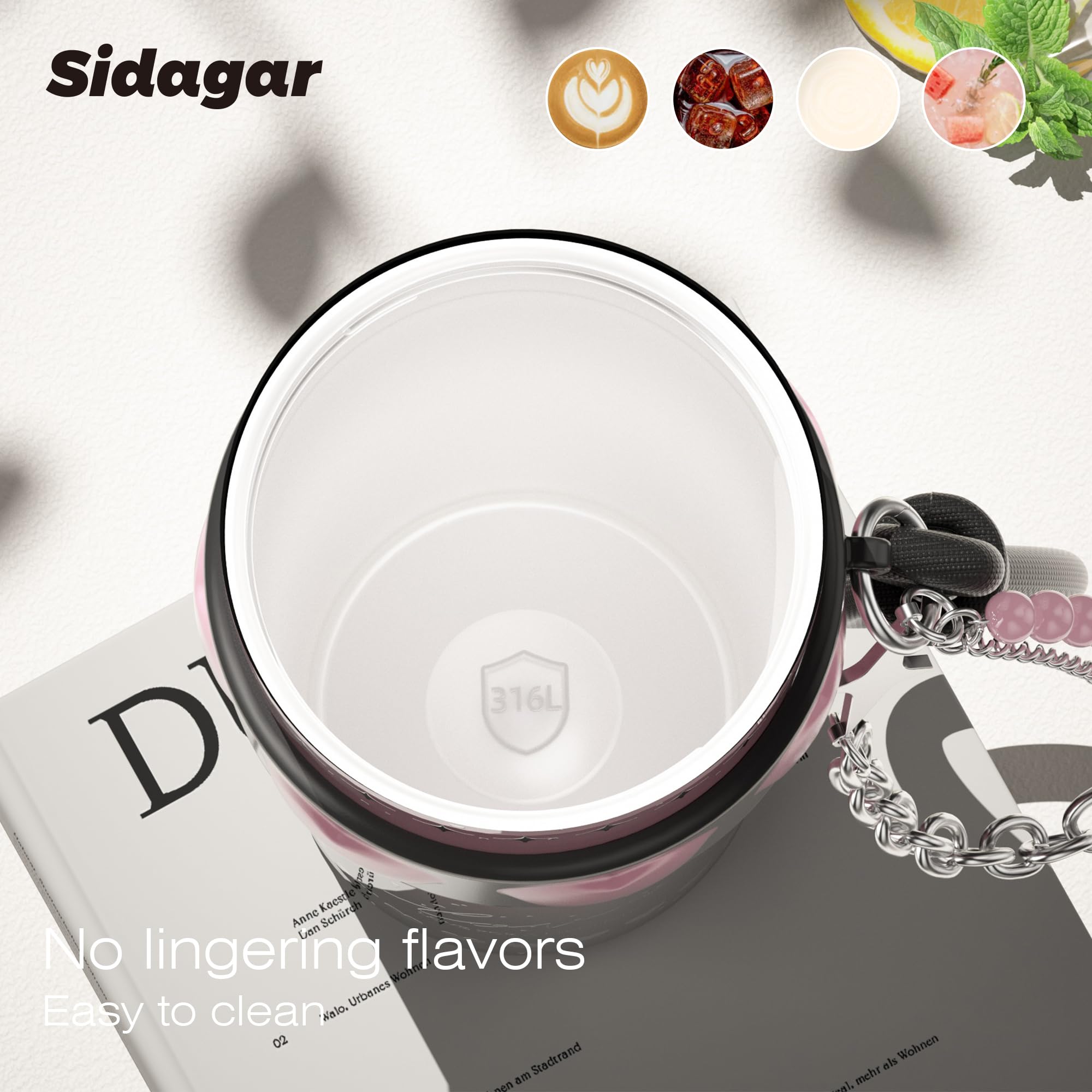 Sidagar Vaso Termico con tapa sin BPA para seguridad y evita fugas