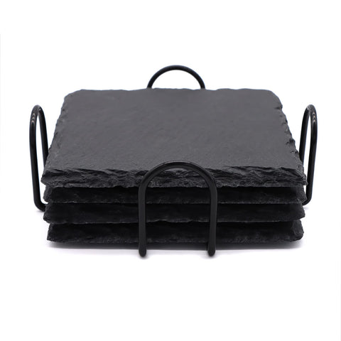 Posavasos SIJDIEE de pizarra negra, formato cuadrado protege muebles y superficies