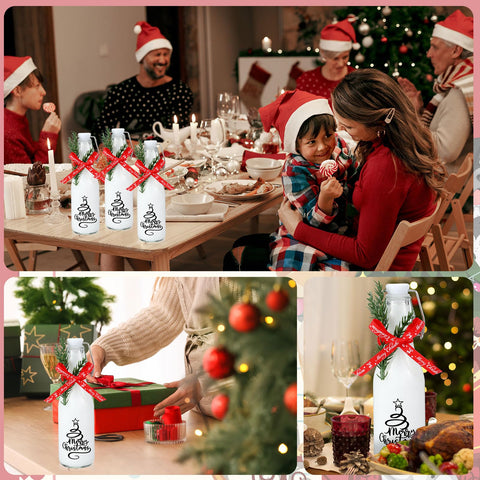 Patrón de árbol navideño impreso en botella Sieral para decoración festiva.