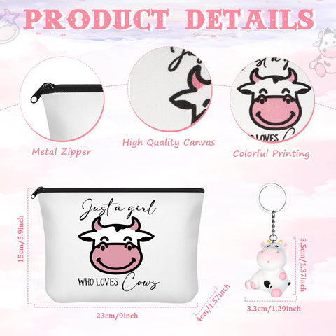 Bolsa cosmética Sieral con diseño vaca, perfecta para maquillaje y artículos pequeños.