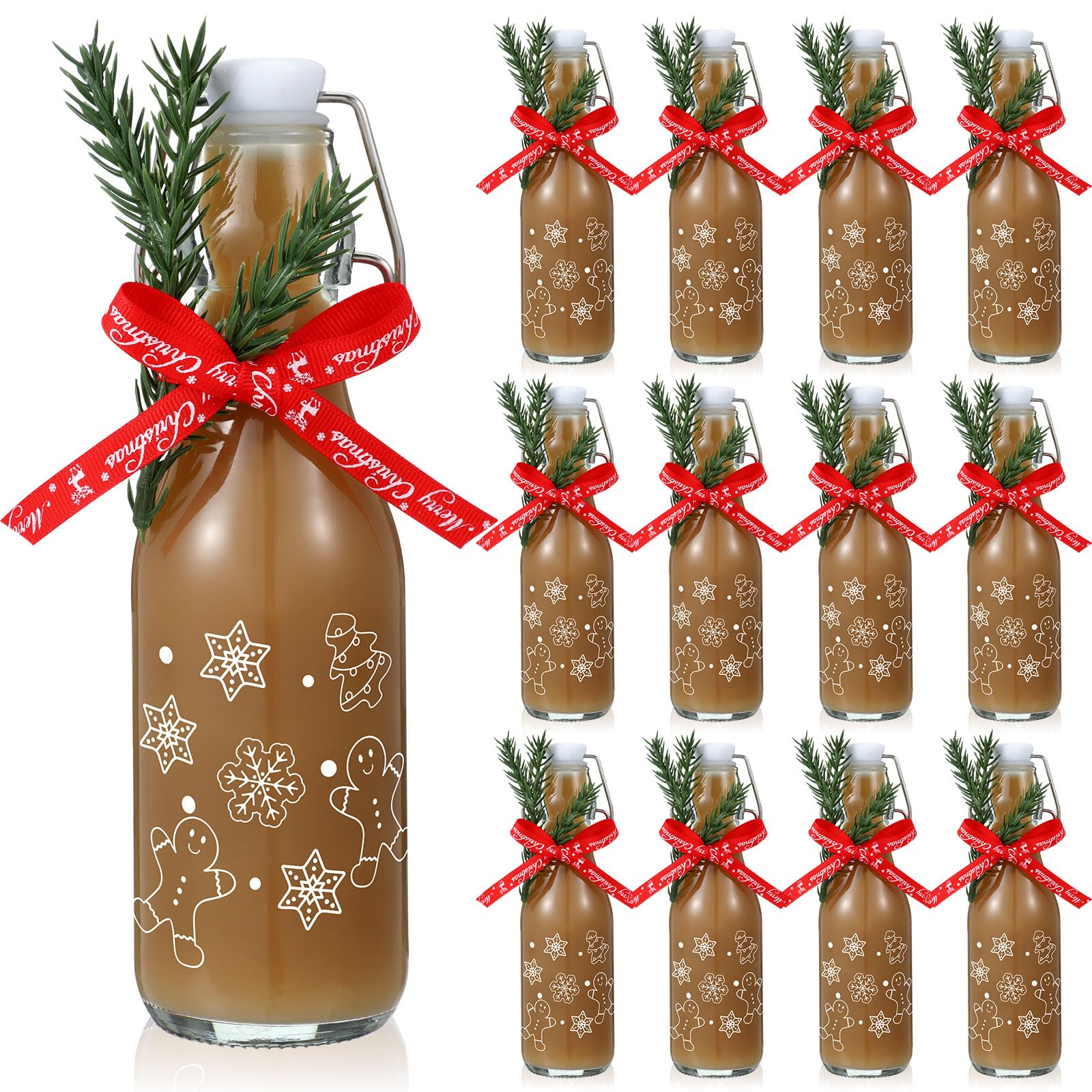 Botella Sieral 250 ml con diseño de hombre de jengibre, lista para regalos festivos
