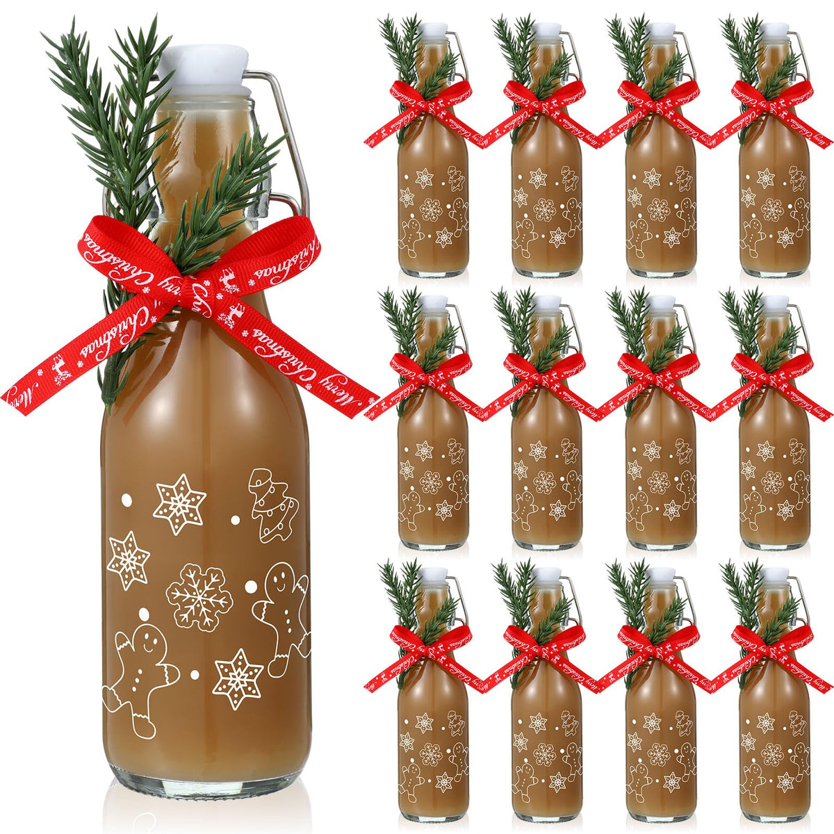 Botella Sieral 250 ml con diseño de hombre de jengibre, lista para regalos festivos