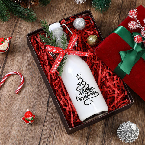 Paquete completo Sieral con 12 botellas de vidrio y accesorios navideños.