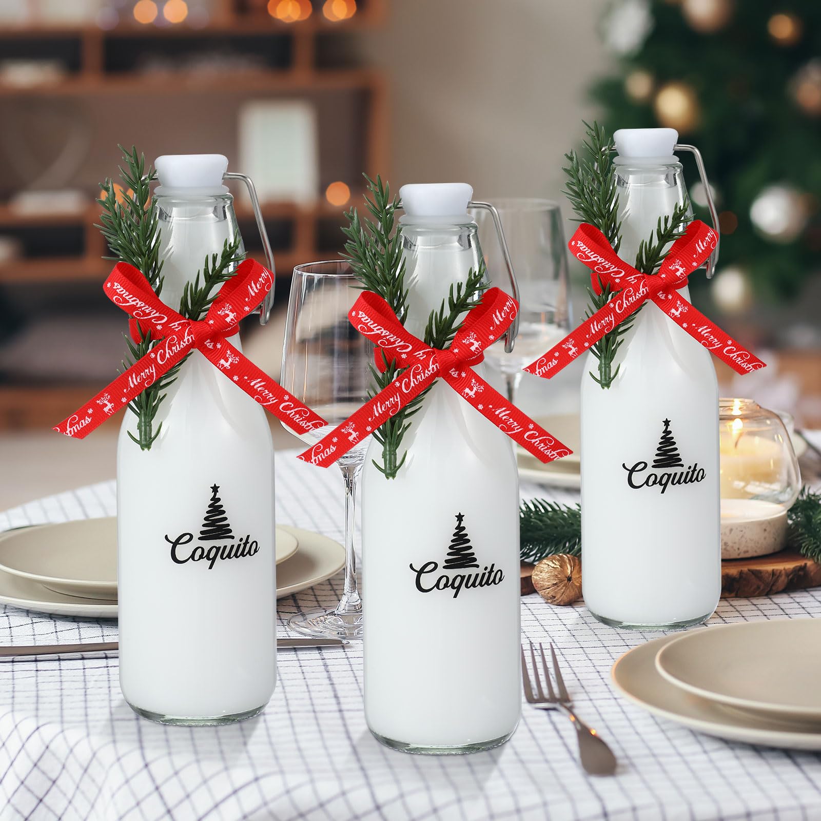 Presentación de bebidas navideñas con el set Sieral para la mesa.