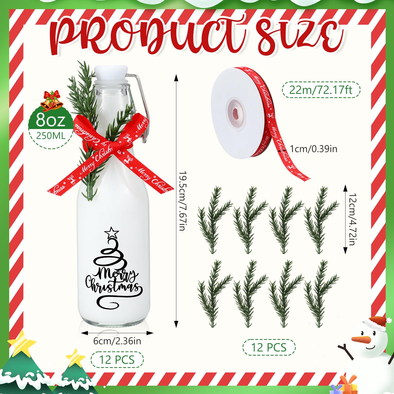 Ramitas artificiales Sieral para decorar botellas y crear escenas invernales elegantes.