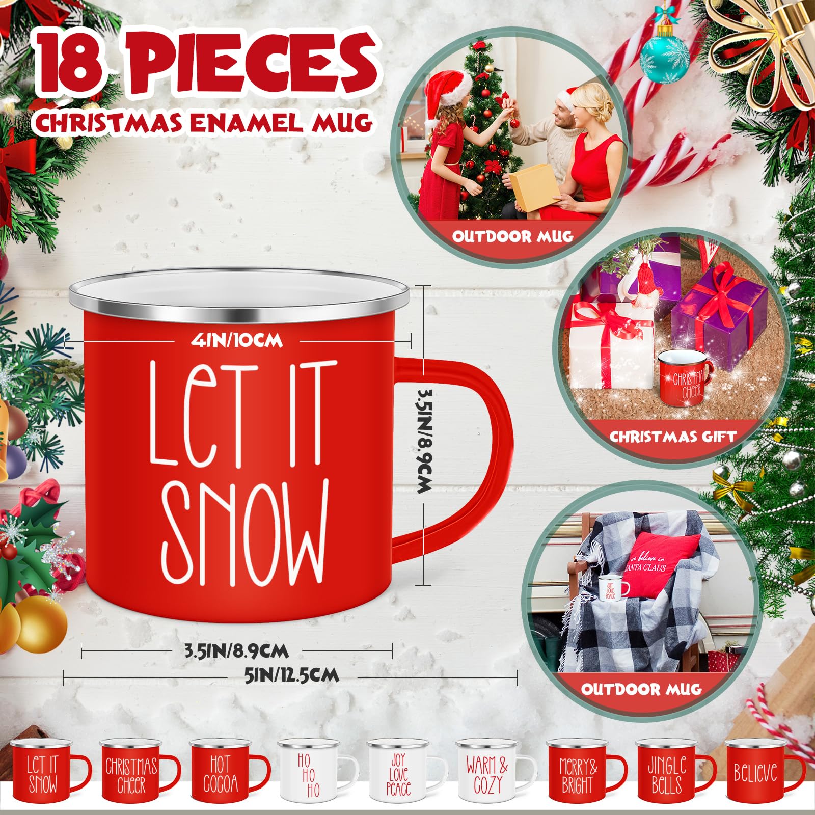 Taza esmaltada Sieral con frase festiva, ideal para reuniones y para la oficina.