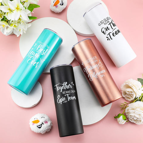 Tumbler Sieral oro-rosa de 20 oz con tapa, elegante para regalar al equipo.