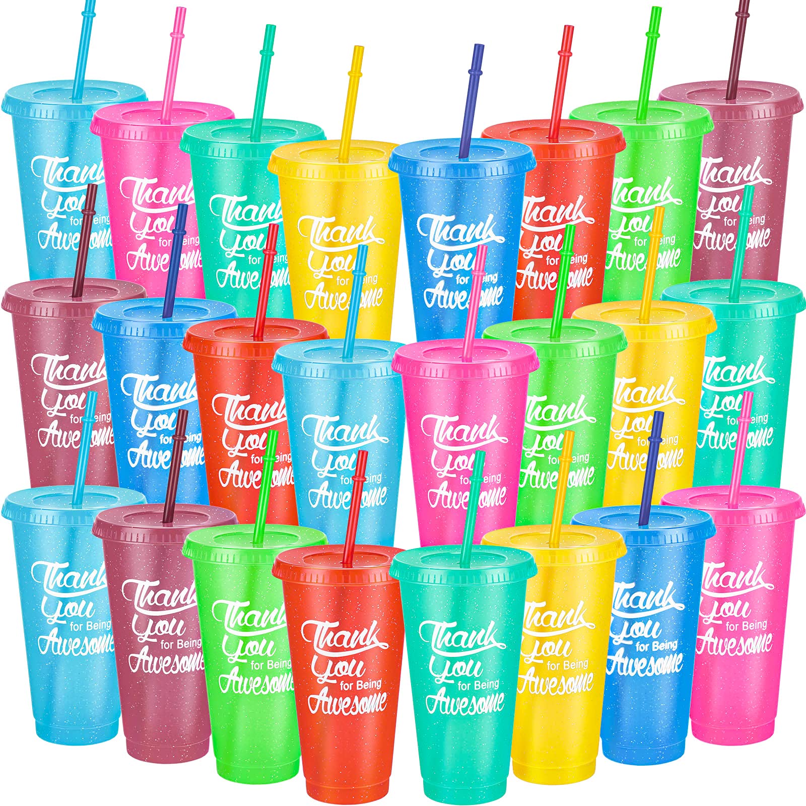 Vaso Sieral 24 oz con brillo y tapa, ideal para fiestas