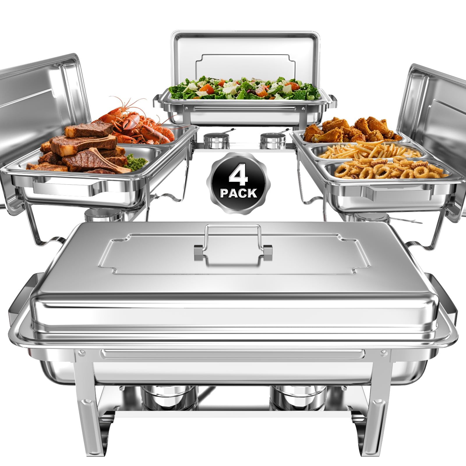 Sifer fuentes buffet 9qt 4-pack, vista general para eventos con estilo.