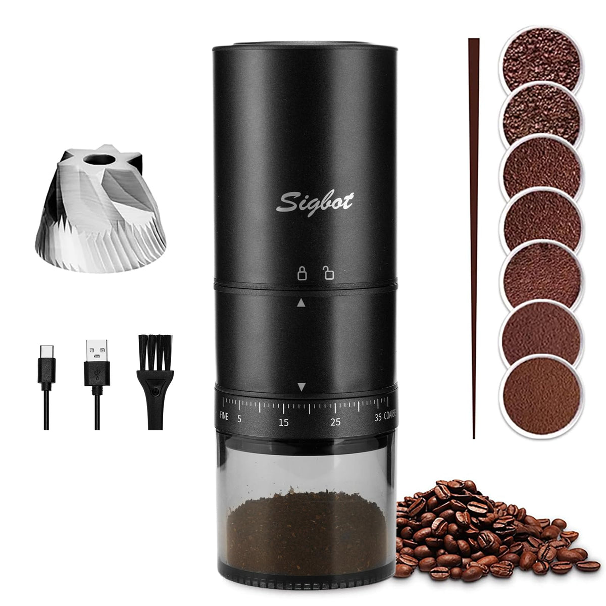 SIGBOT molinillo de café eléctrico portátil para obtener café recién molido en viaje