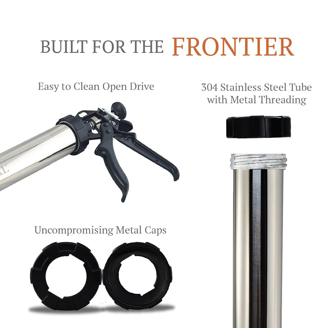 SIGVAL Frontier Jerky Gun, tubo de acero 304 para durabilidad en sesiones largas.