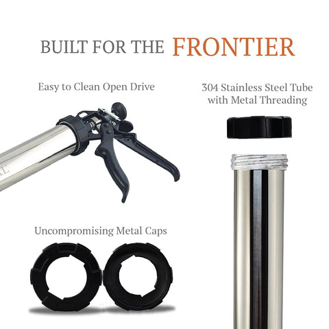 SIGVAL Frontier Jerky Gun, tubo de acero 304 para durabilidad en sesiones largas.