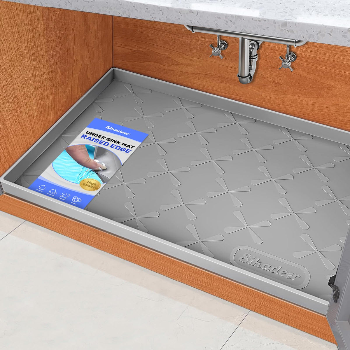 Sikadeer alfombrilla silicona bajo fregadero 25x22: protección impermeable y limpieza rápida.
