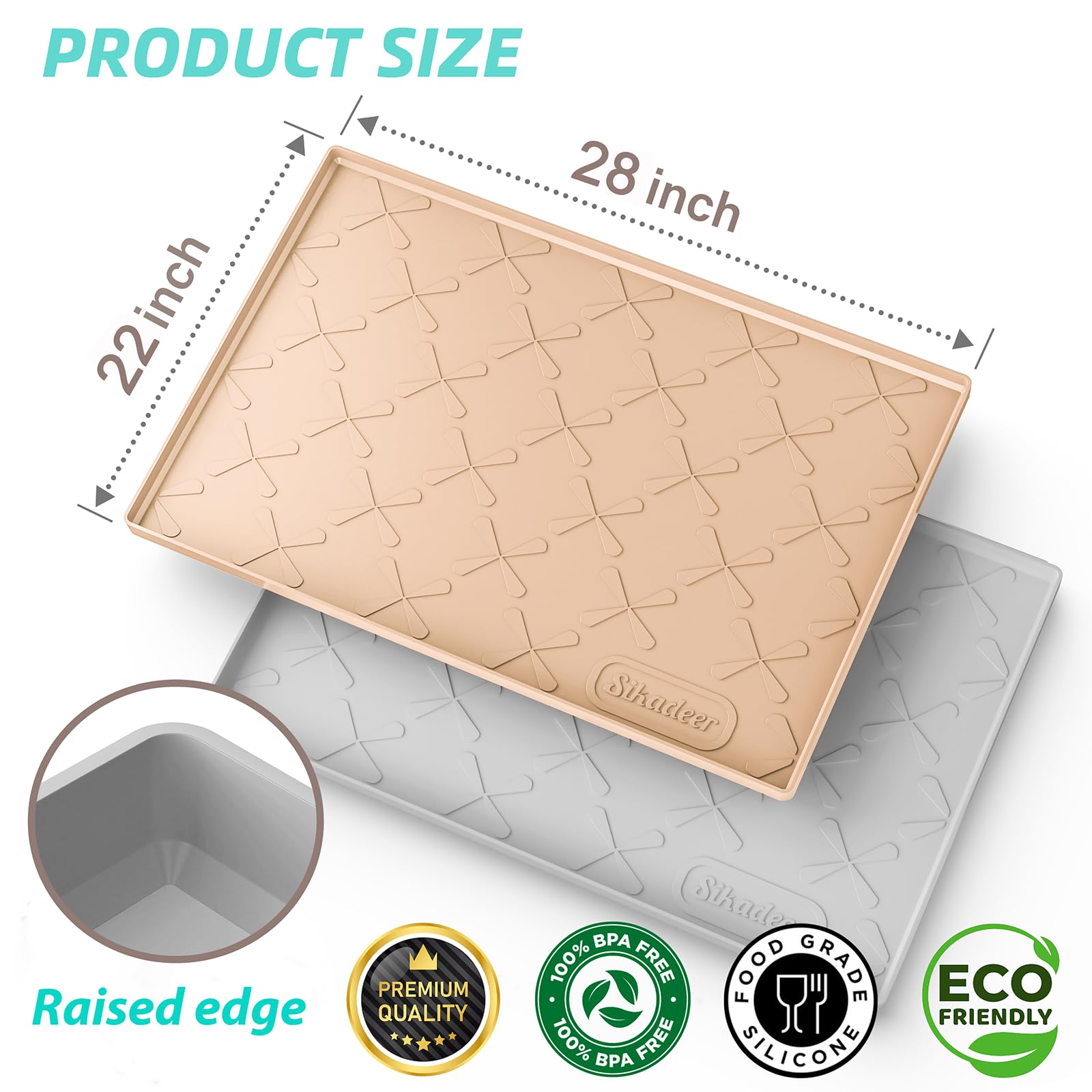 Sikadeer con borde alzado de 1,6 cm protege superficies y salpicaduras.
