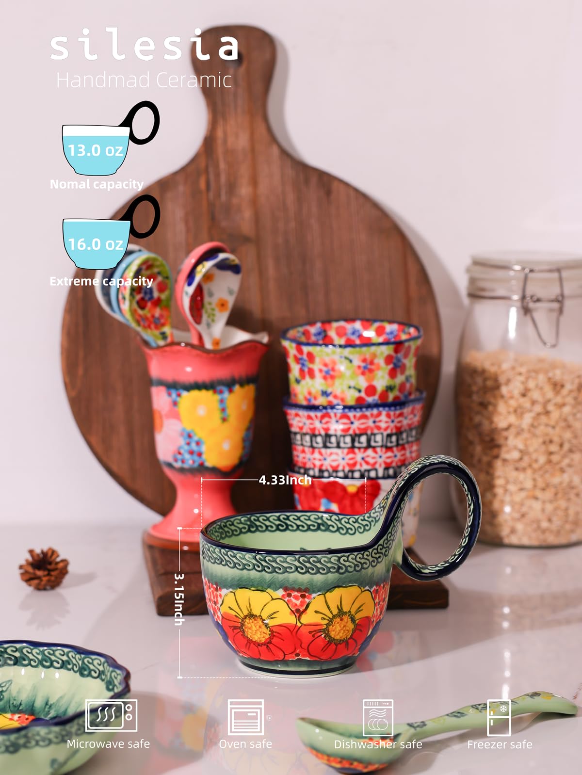 silesia plato ceramico con diseño pintado, ideal para presentaciones elegantes.