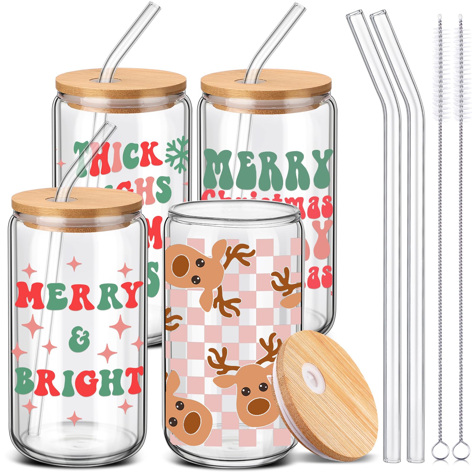 Copas SiliFine de Navidad con tapa de bambú y pajilla para bebidas festivas.