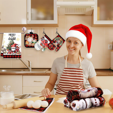 Diseño navideño rayas negro-rojo para realzar la mesa festiva.