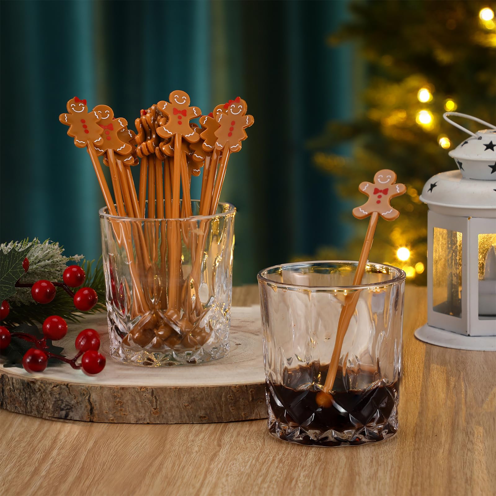 Bastones SiliFine reutilizables para chocolate caliente con encanto navideño.