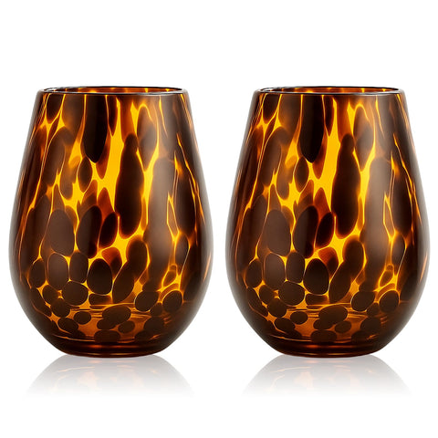 Copa de vino sin tallo SiliFine con concha de tortuga, ideal para cenas elegantes.