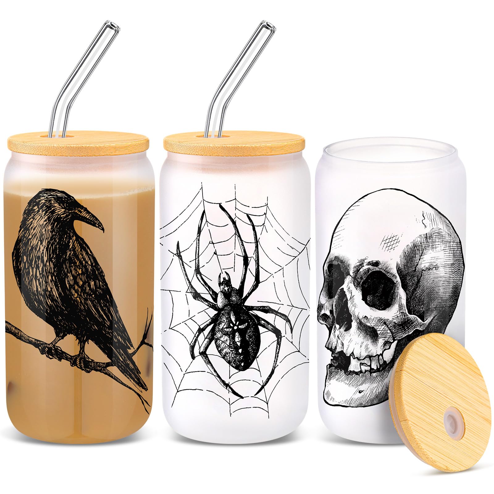 Copa Silifine 16 oz con telaraña de araña, ideal para bebidas festivas