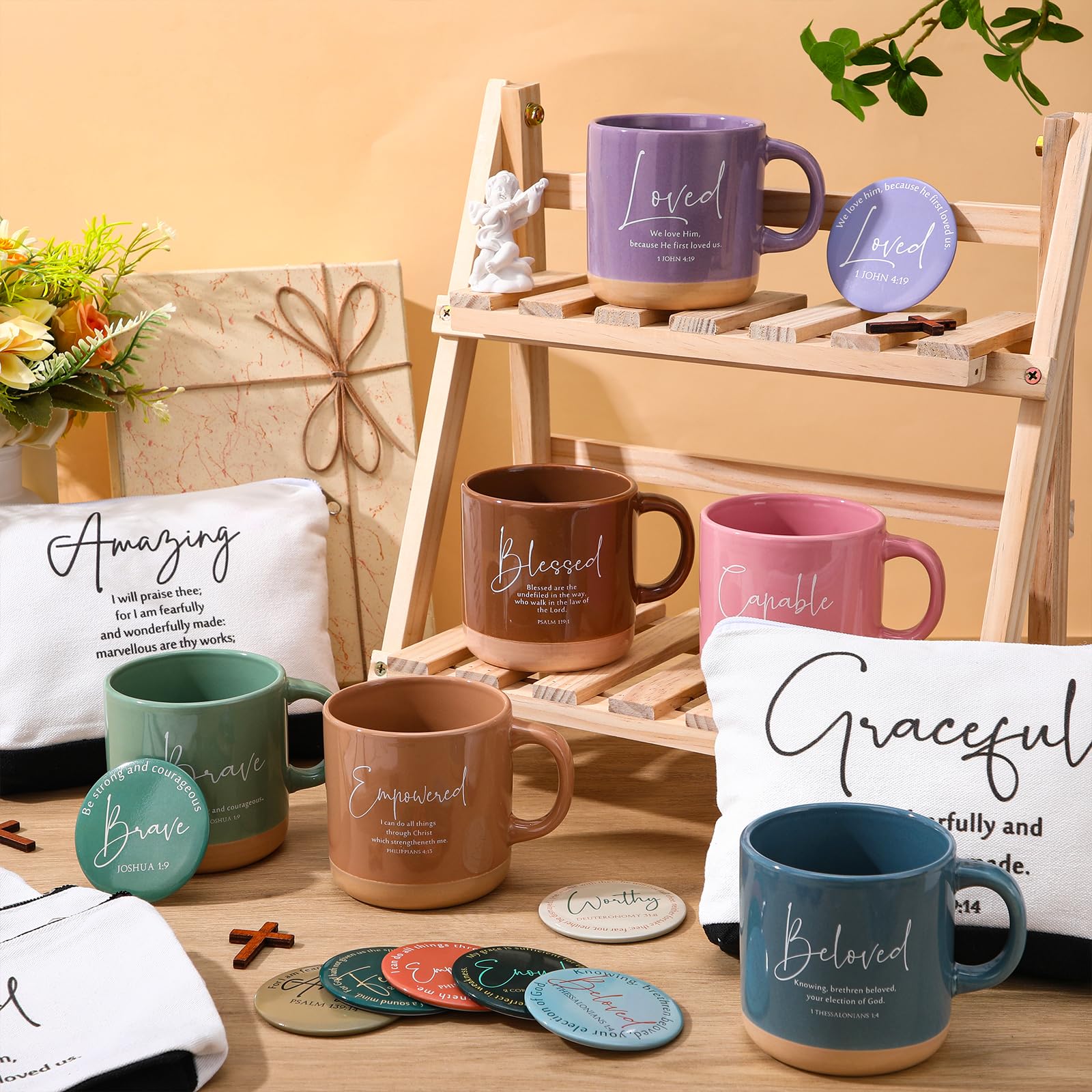 Tazas coloridas Silifine con versículos para alegrar las mañanas
