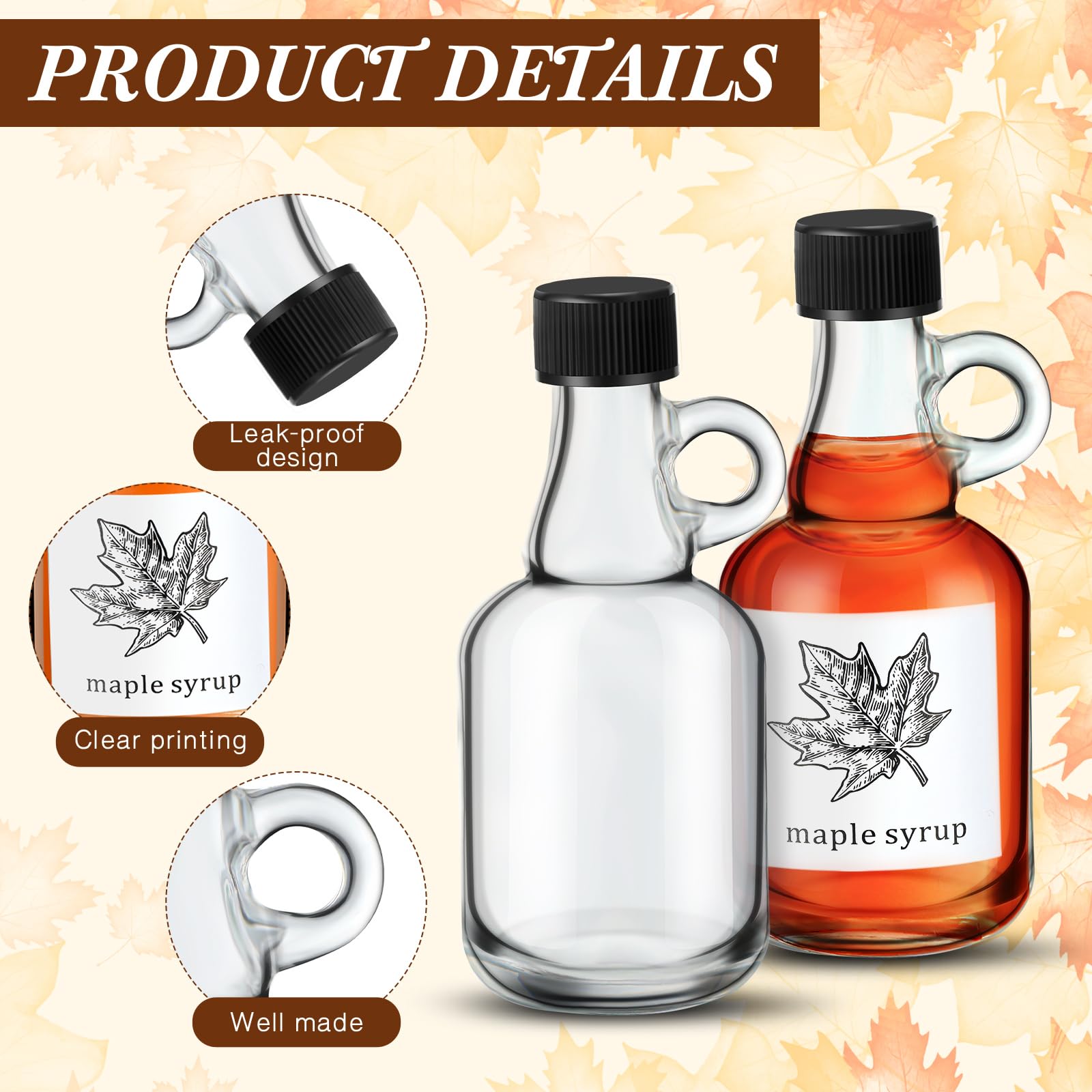 Frascos transparentes para sirope, bebidas y condimentos