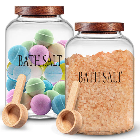 Jarras de vidrio SiliFine de 74 oz para sal o baño, almacenamiento claro y práctico.