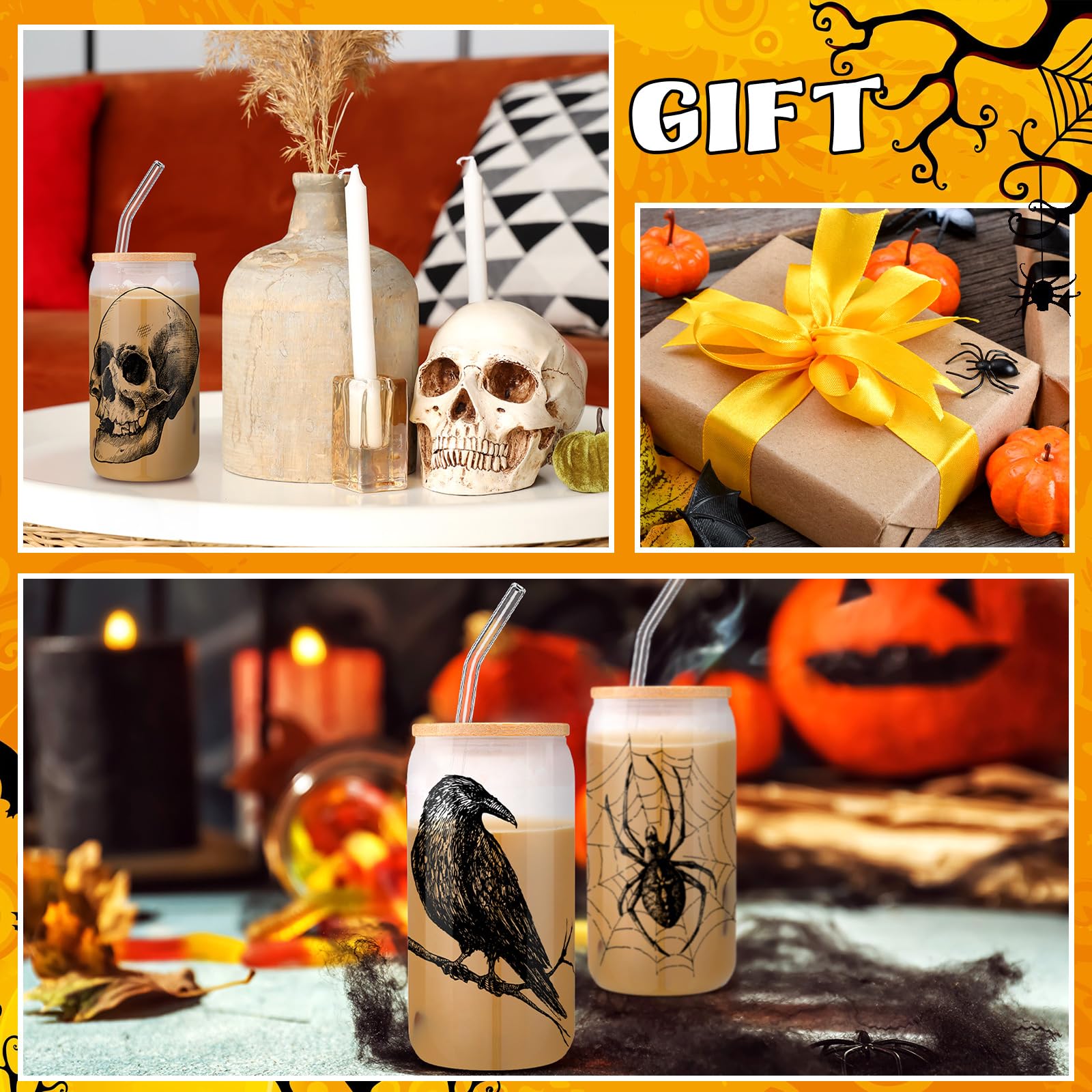 Juego de tres copas navideñas góticas para brindis