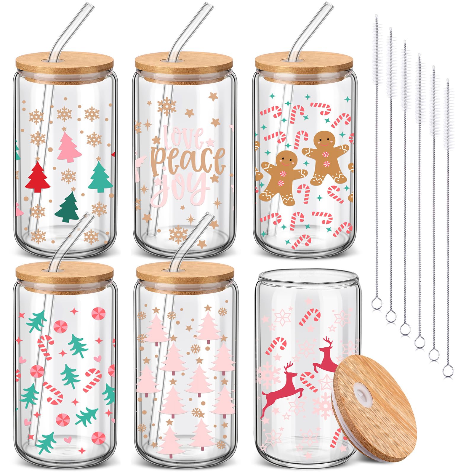 Vaso navideño SiliFine en forma de lata con tapa de bambú para fiestas