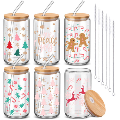 Vaso navideño SiliFine en forma de lata con tapa de bambú para fiestas