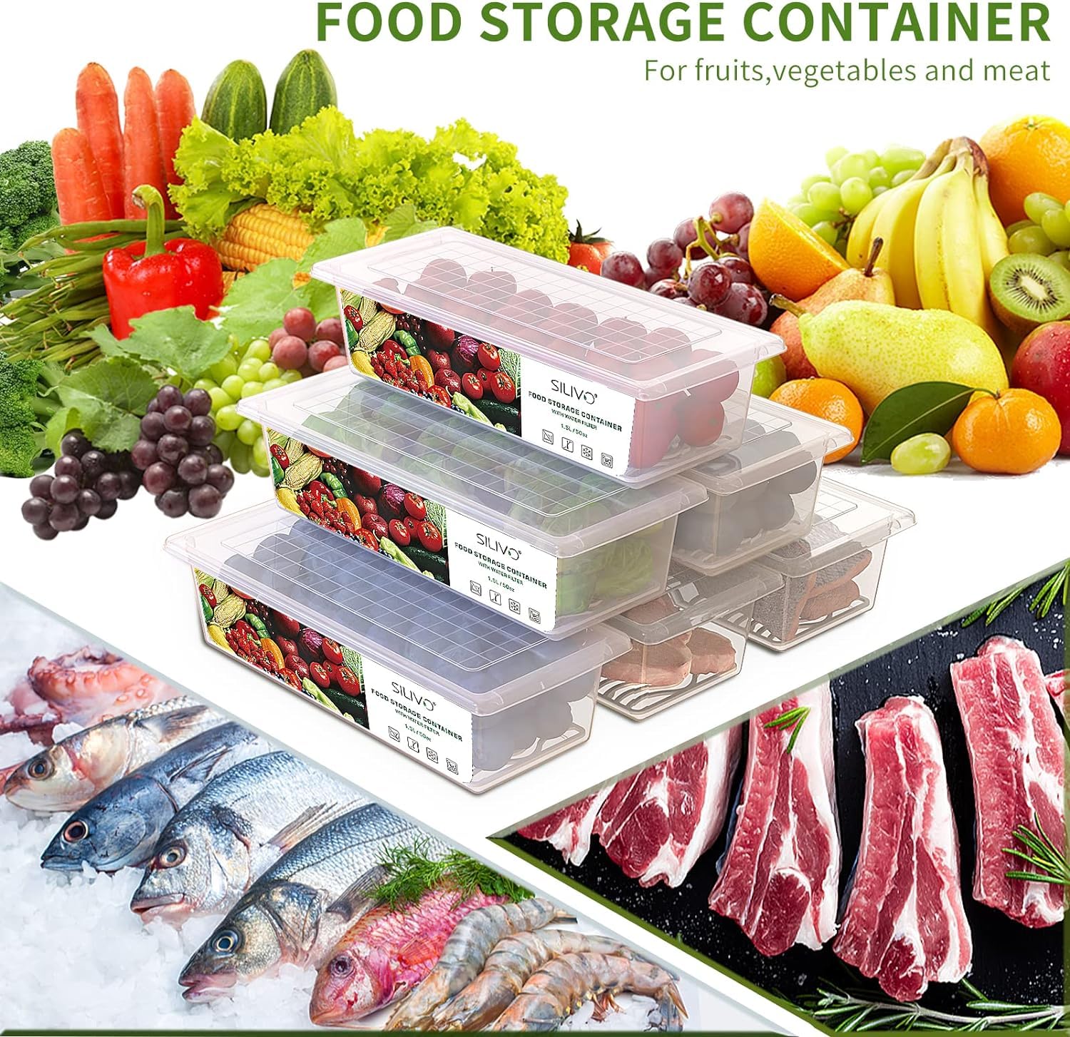 La bandeja de drenaje de SILIVO evita goteos entre alimentos.