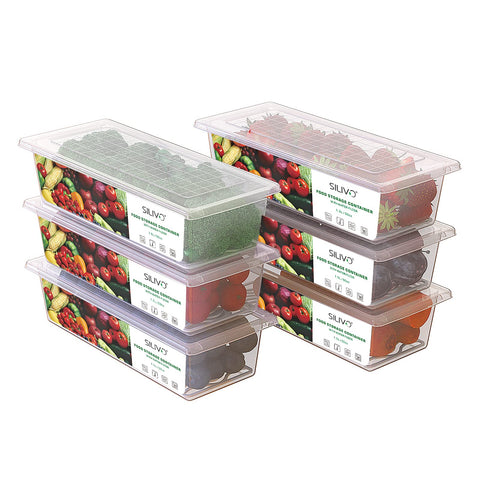 SILIVO contenedores para frigorífico con drenaje integrado, mantienen verduras frescas.