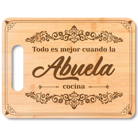 Tabla de cortar Silkovahamd en bambú con grabado para abuela, ideal para uso diario.