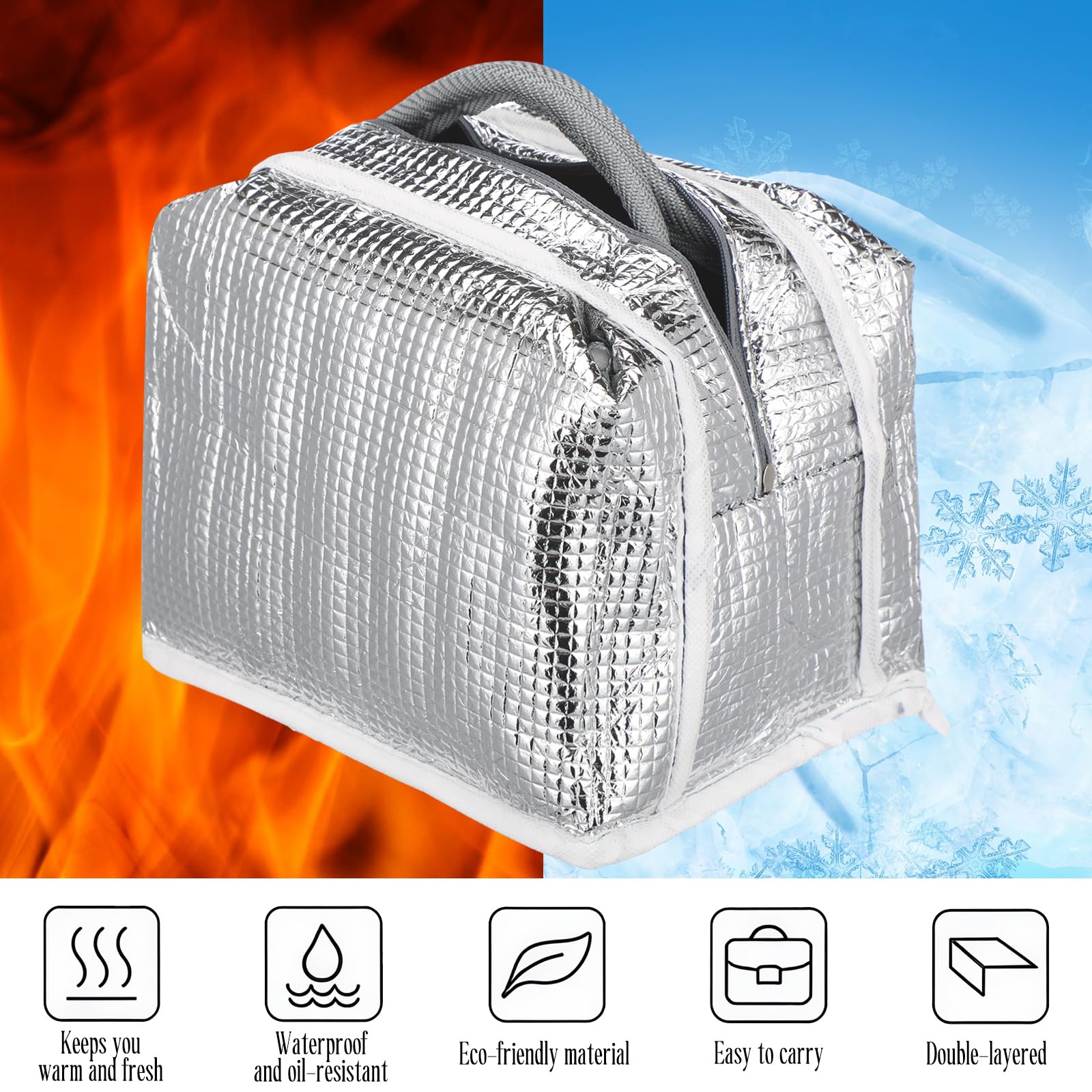 SilTriangle bolsa-almuerzo con forro de aluminio mantiene comida caliente o fría.