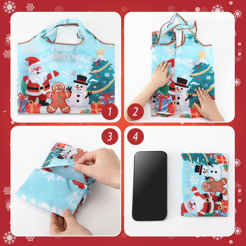 SilTriangle bolsas navidad reutilizables, duraderas y fáciles de limpiar para compras.