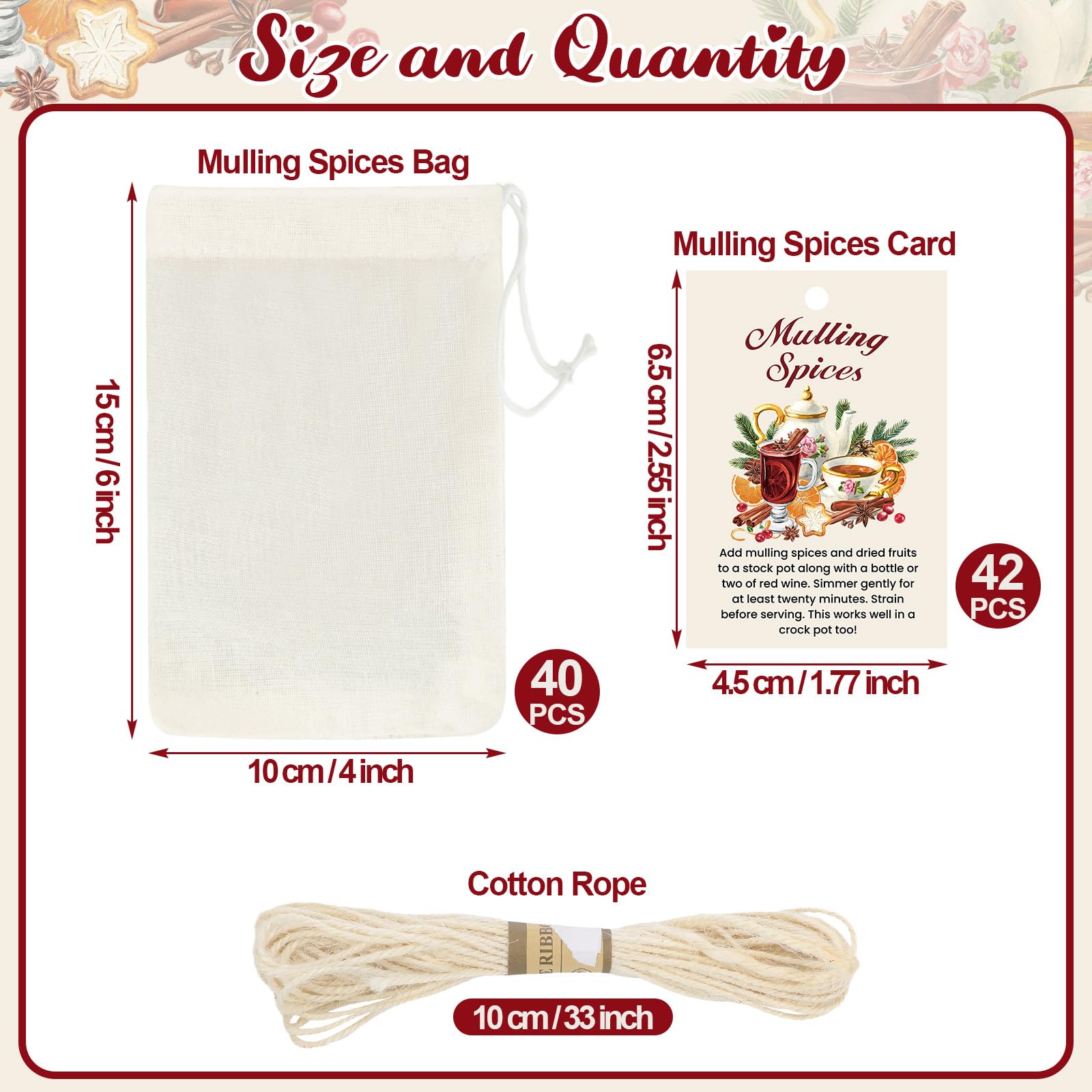 SilTriangle tarjetas receta mulling con diseño vintage para preparar bebidas aromáticas