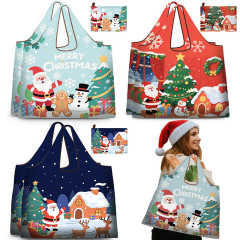 SilTriangle Santa tote navidad grande para regalos y compras con asas resistentes.