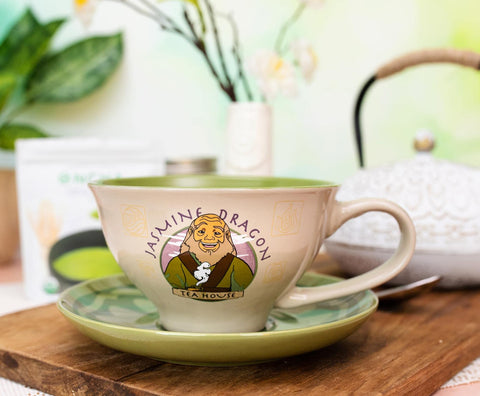 Platillo de cerámica Silver Buffalo para taza de té con diseño Jasmine Dragon.
