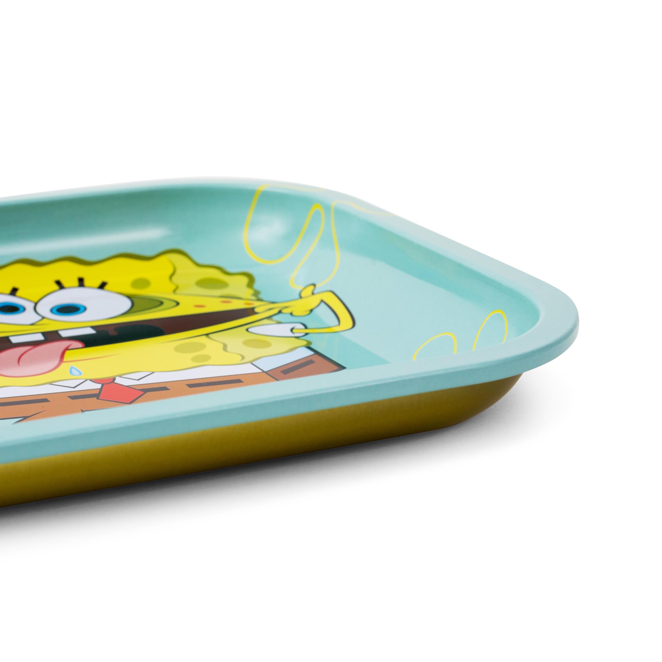 Bandeja SpongeBob licenciado de Silver Buffalo con arte floral, perfecta para monedas.