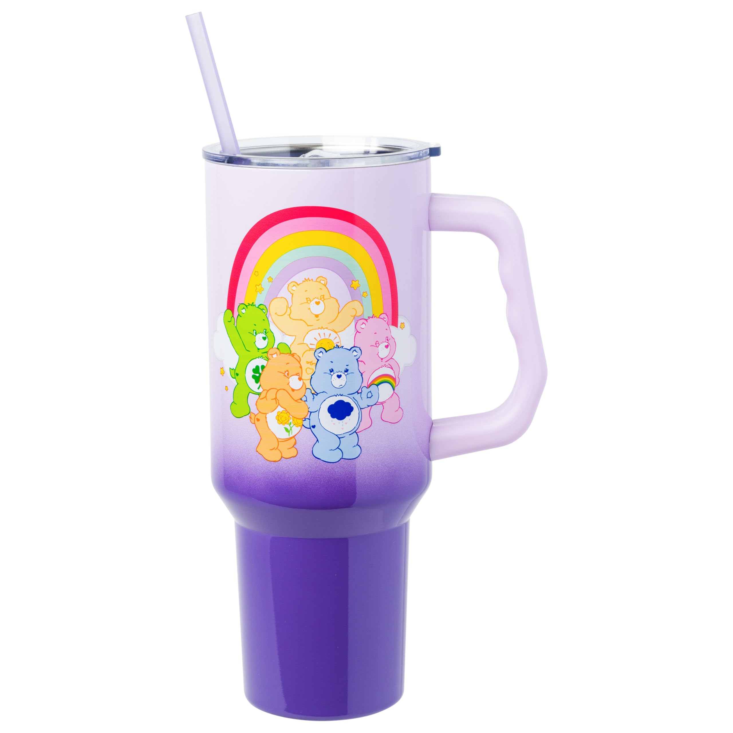Vaso térmico Silver Buffalo con arcoíris y personajes, ideal para hidratarse diariamente.