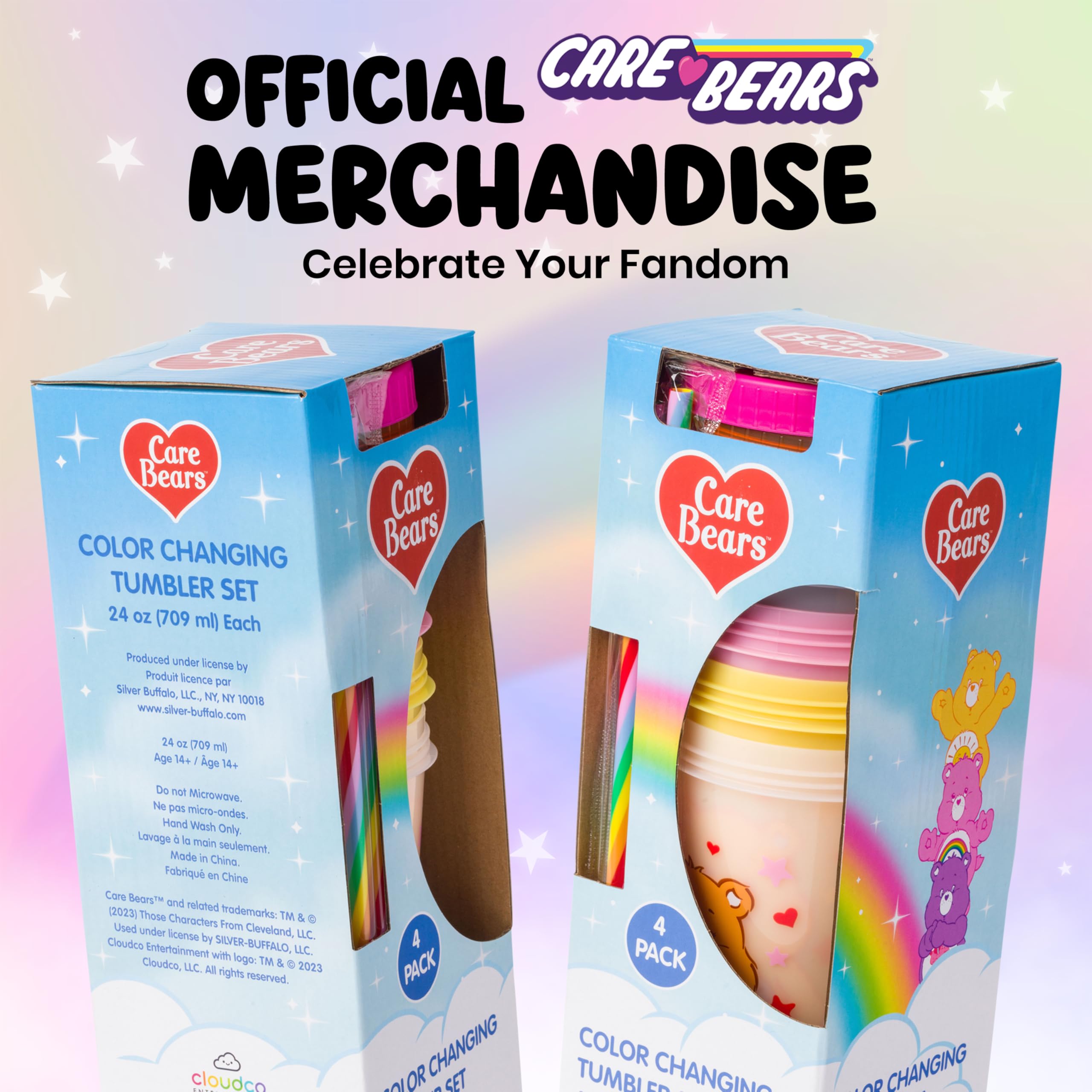 Cambio de color según temperatura cálida, Silver Buffalo Care Bears, para bebidas calientes.