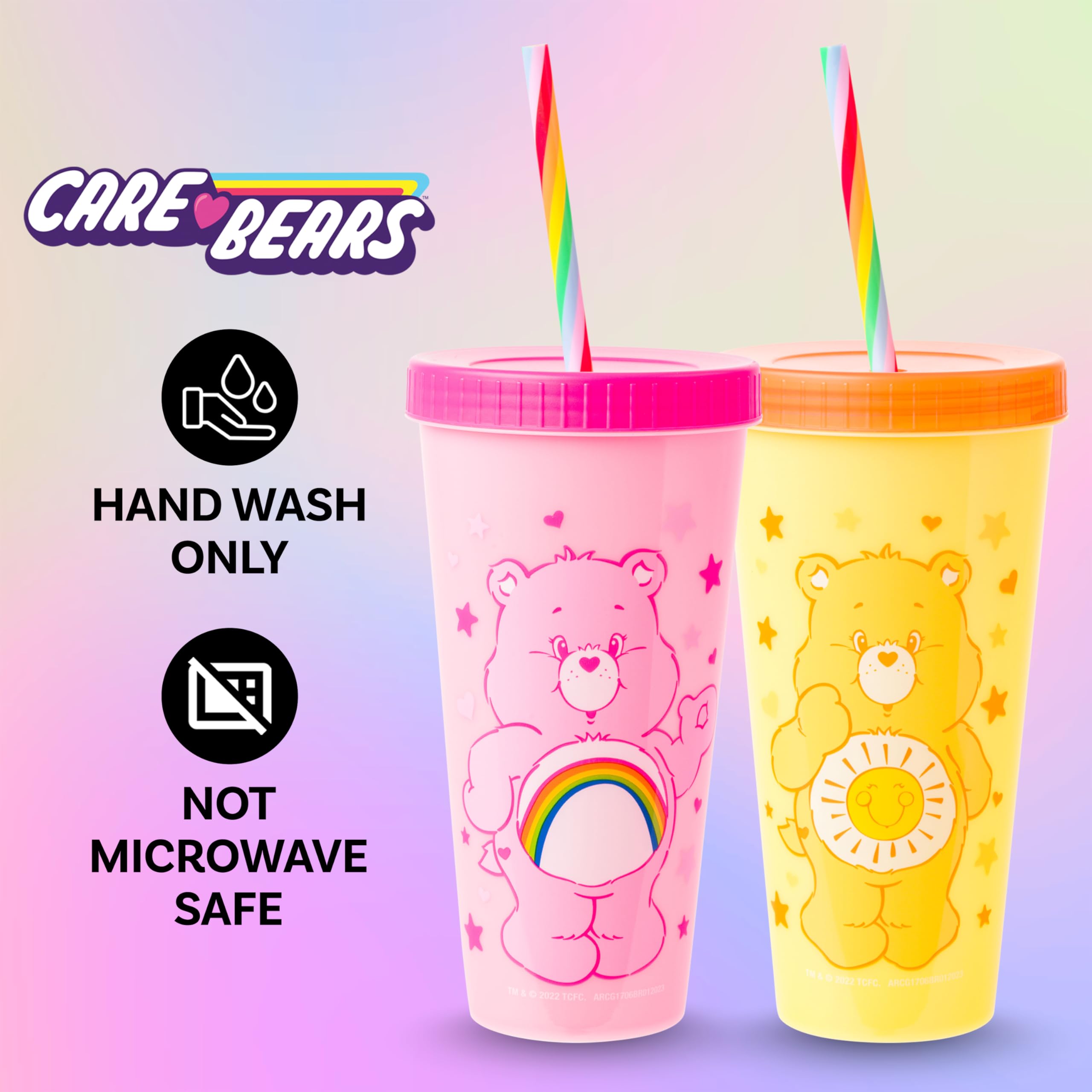 Cambio de color según temperatura fría, Silver Buffalo Care Bears, ideal para bebidas frías.