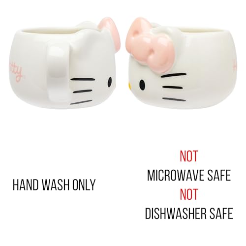 Diseño 3D detallado de cara Hello Kitty en taza, ideal para coleccionistas Silver Buffalo.