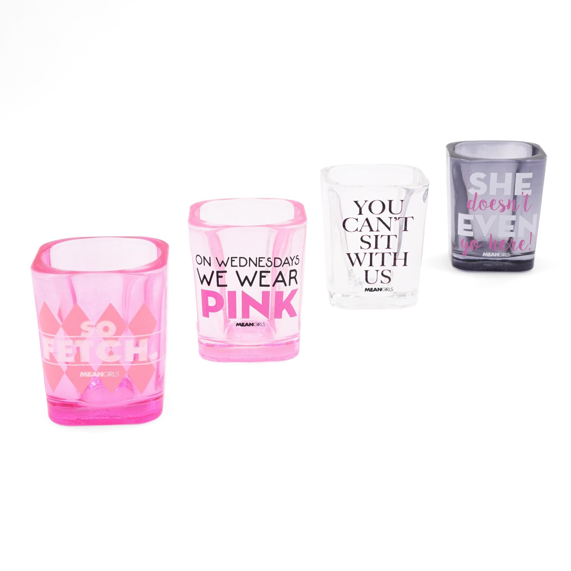 Vaso de chupito con diseño rosado y colores intensos, aporta estilo al servicio