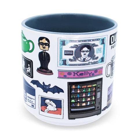 Taza cerámica Silver Buffalo con dibujos icónicos de oficina